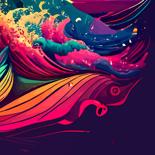 sea, wave, vector, colorfull