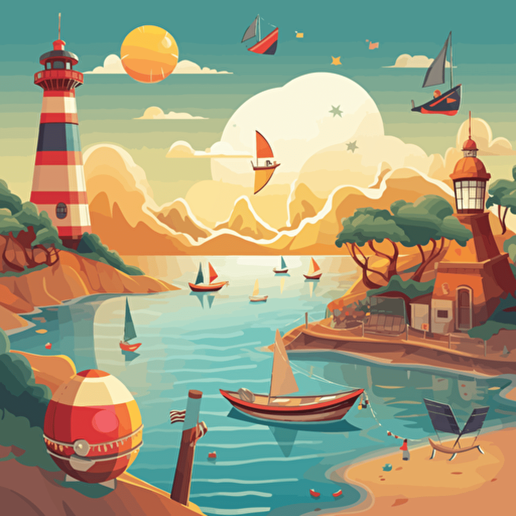 create a holiday atmosphere by the sea in the vector version