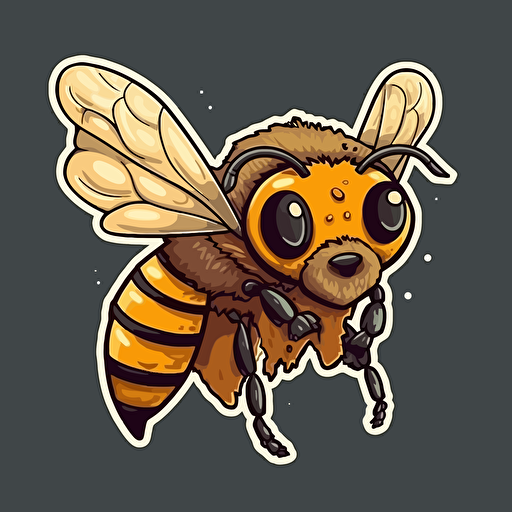 Honey Bee, Saturday Morning Cartoon Style, Sticker, Vector