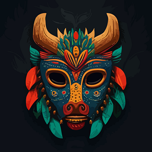 front Chichicastenango animal mask vector simple illustration