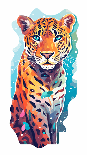 vector art of a leopard illustration stickers, vivid colors, colorful, pastel cute colors, white background