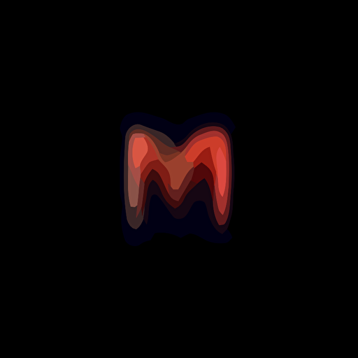 minimal vector logo of “m” , muted colour palette, dark light contrast
