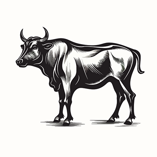 Sardo bull, side view, simple vector, black and white color, illustrator