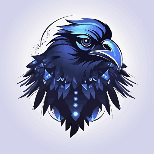 vector sports club logo, raven silhouette, blue and silver colors