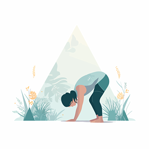 forward bend yoga posture, web vector style with white background
