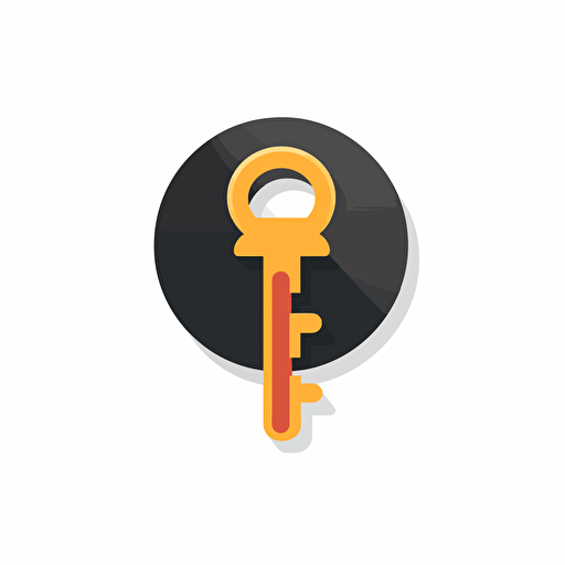 SSH Key Icon, flat vector illustration, sticker, negative space, white background, precisionist style