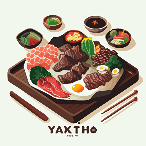 Yakiniku, vector art, white background
