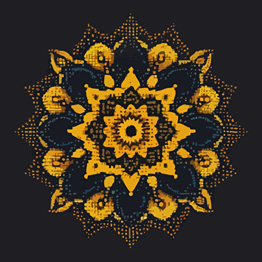 make a simple pixel art mandala, vector, line, one color