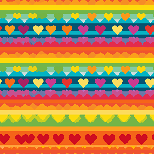 Vector hearts and small rainbow flag