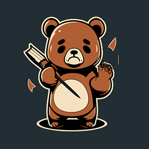 simple mascot of a hungry bear, japanese style, vector