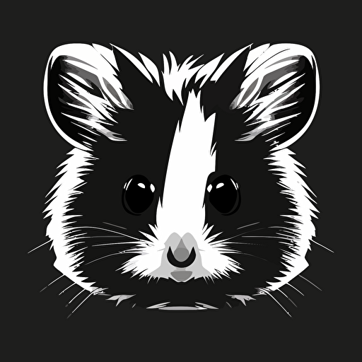 design a vector head hamster, creative, black white color, head patch