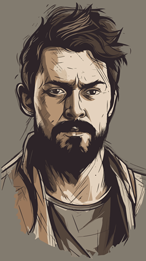 Create a vector logo image on transparent background that represents a handsome man with courage after struggling with trauma and ptsd in the style of Steff Geissbuhler