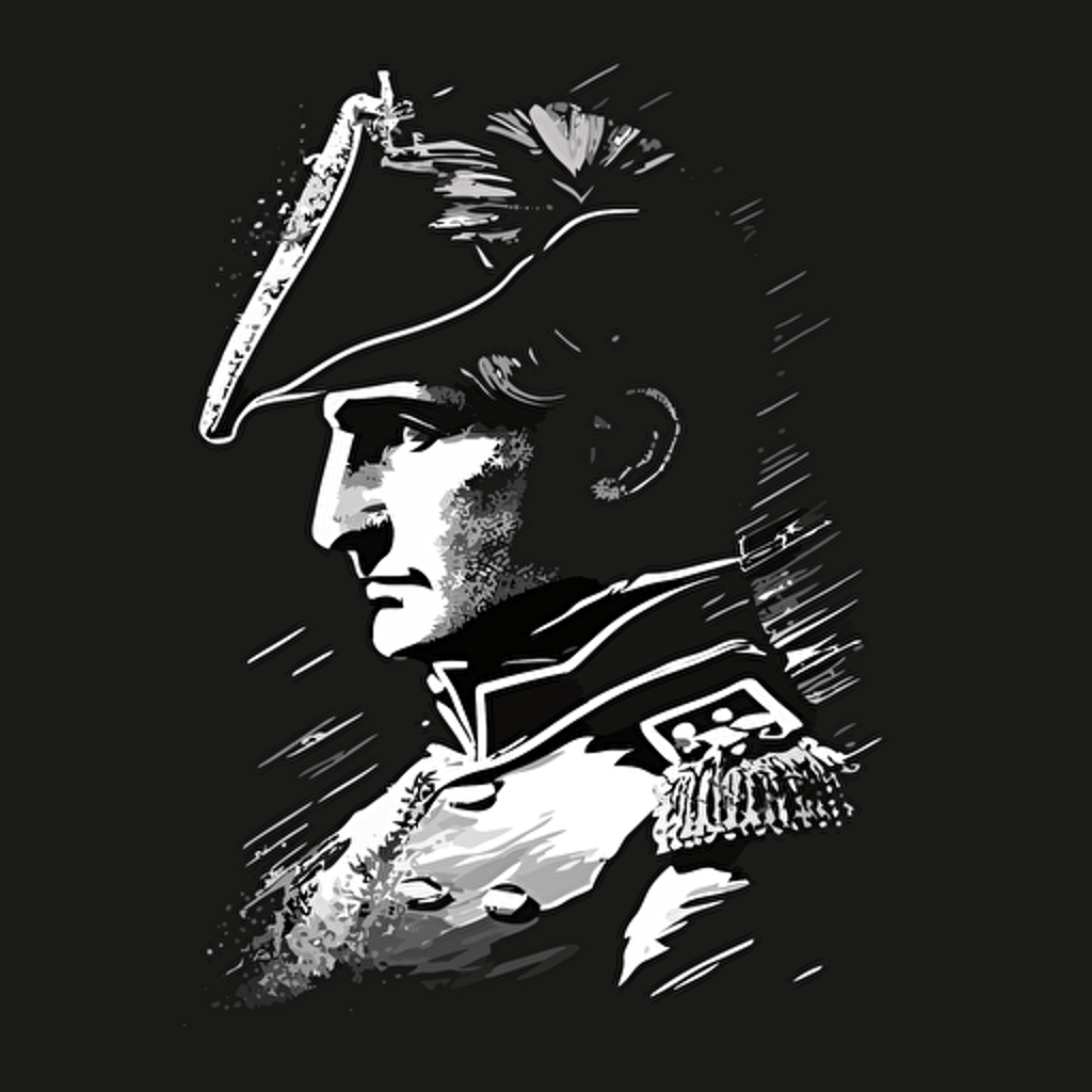 napoleon bonaparte in a vector style with no background in black and white colo