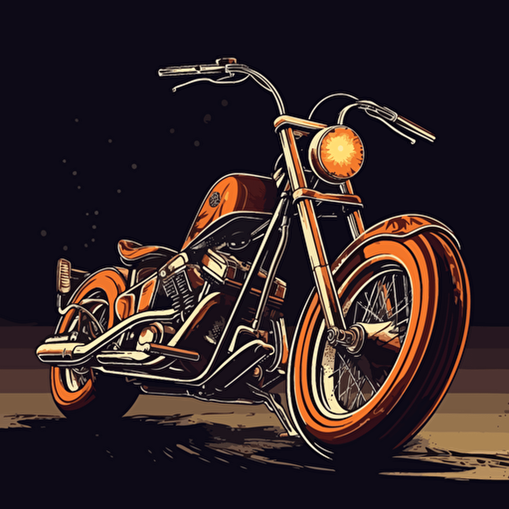 chopper motorcycle, vector art, cartoon