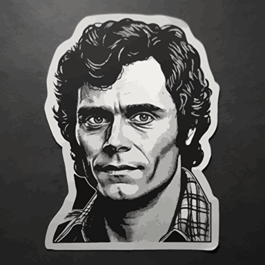 Serial Killer,Ted Bundy, The Campus Killer, Horror, VHS Horror, Sticker, 80s horror comic art, Vector,
