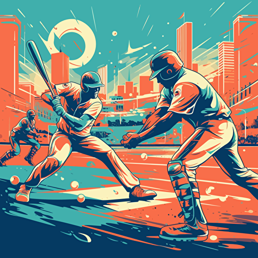 vector illustration of a baseball game in vivid colors