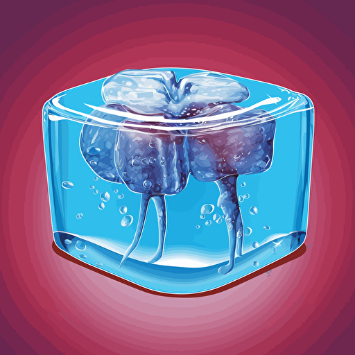 a frozen liver organ in a hospital on top of ice cubes, vector art