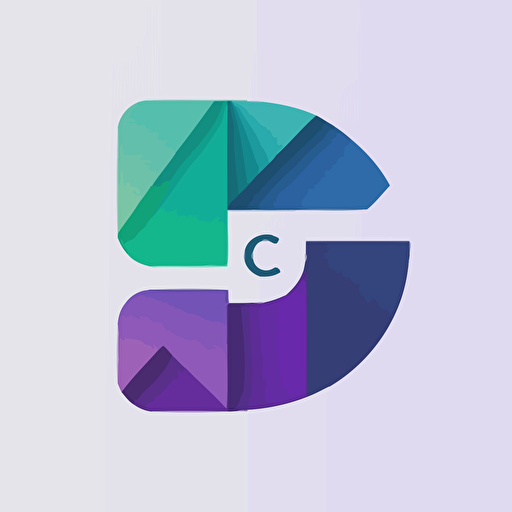 flat vector logo of a "C", blue purple green gradient, simple minimal, by Ivan Chermayeff