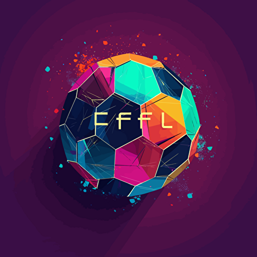 Colorful logo on a pure background representing an a soccer ball. Intricately detailed, abstract art, color grading, vector design, Chiaroscuro, DCDDDE background, primary colors HEX: 5B7ABC and HEX: F5A5C8, secondary colors HEX: C8D35F HEX: 9DDAE9 HEX: FEE252