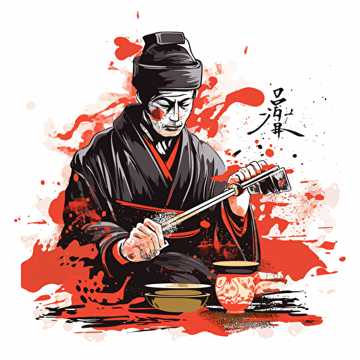 samurai gourmet, vector art, white background