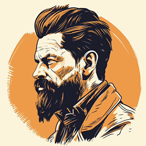 vector art style 38 year old white man, slicked back hair and beard, in the style of Micheal Parks