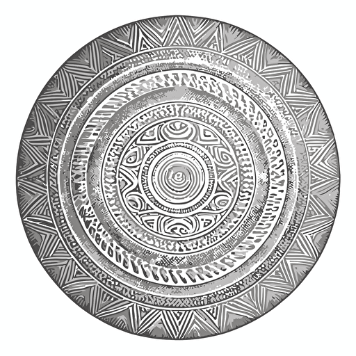 Circle patern, aztec style, pencil drawing, white background, minimal vector art