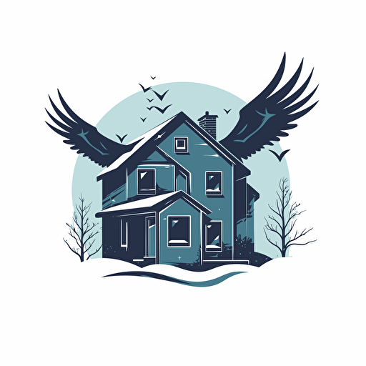 apus apus flying over a house, vector logo, simple,