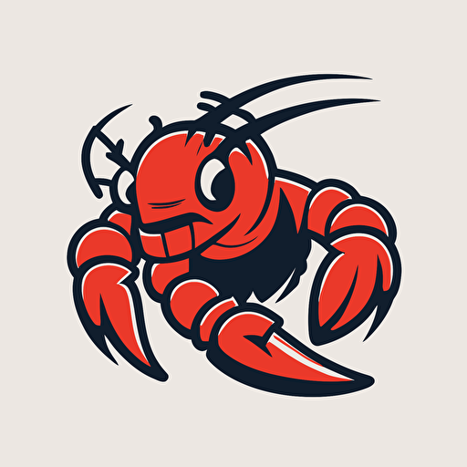 a sports mascot logo of a red lobstah, simple, vector