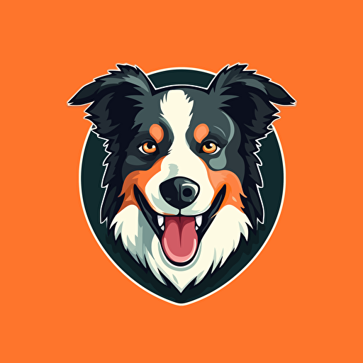 dog logo border collie funny vector simple