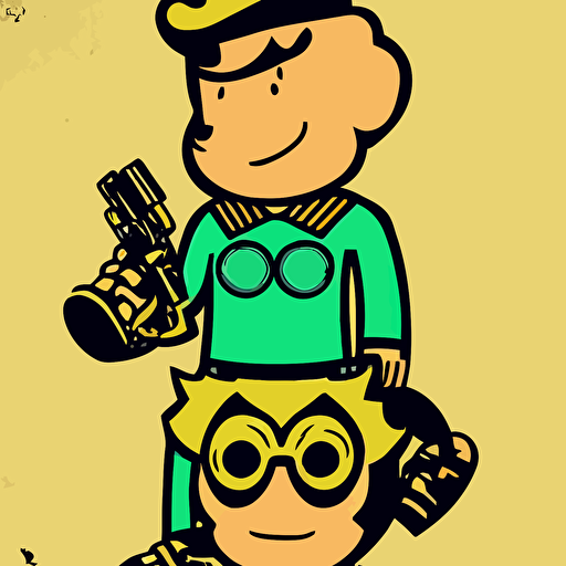 fallout 7 6 retro futurist illustration art butcher billy sticker colorful illustration highly detailed simple smooth clean vector curves jagged lines vector art smooth andy warhol style