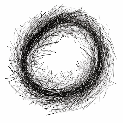 complex scribble in the shape of a circle, flat vector, white background