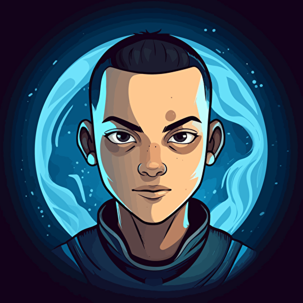 Sokka from Avatar: The Last Airbender as a youtube channel icon, dramatic lighting, vector, smirk, water tribe