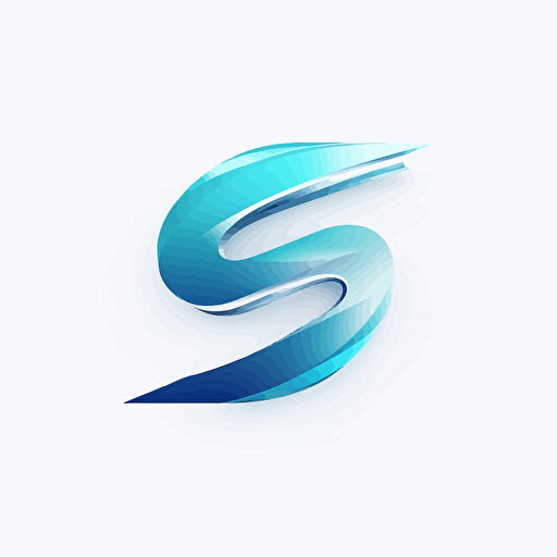 a futuristic abstract logo in the shape of the letter S, minimal logo for crm saas company called dispatch. white background, modern, vector, RACER, motocycle, The image is rendered in a gradient of blue and silvers on clear background