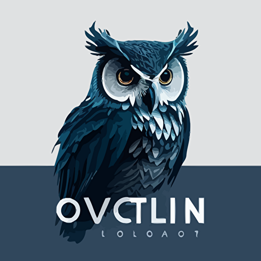 a minimal vector logotype of an owl, low details, 3 colors, trend on behance