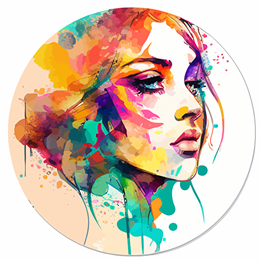 vector round sticker beautiful skin, stylized, watercolor v5