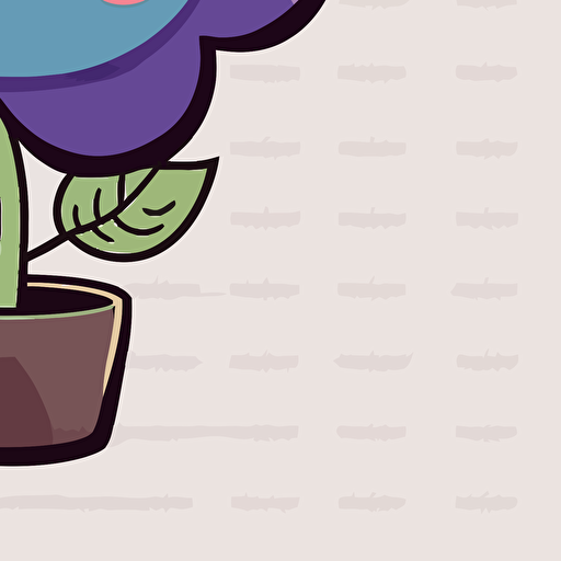 cute purple flower kawaii style, vector clipart