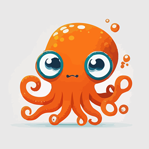 octopus logo for kids' brand, very simple, funny, vector, cartoon style, white background