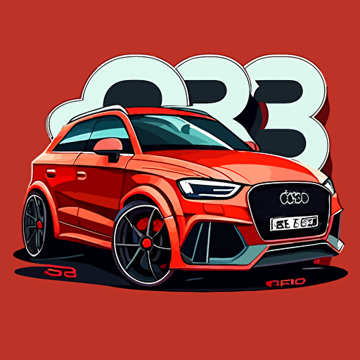 audi rs q3, cartoon style logo, "cars" cartoon type logo, professional vector logo