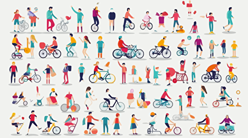 flat illustration, people sport, vector, set