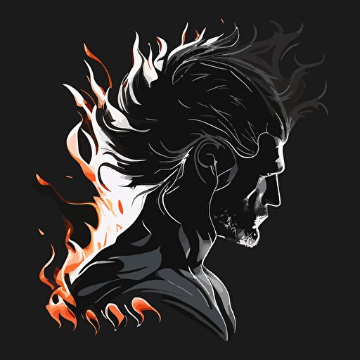 black & white vector flame avatar