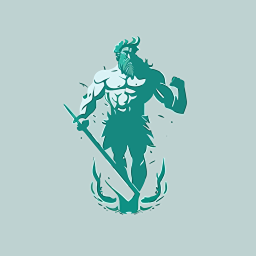 logo de poseidon, forme simple, flat, 2d, minimalist, mono couleur, design, agressive, minimal, vector