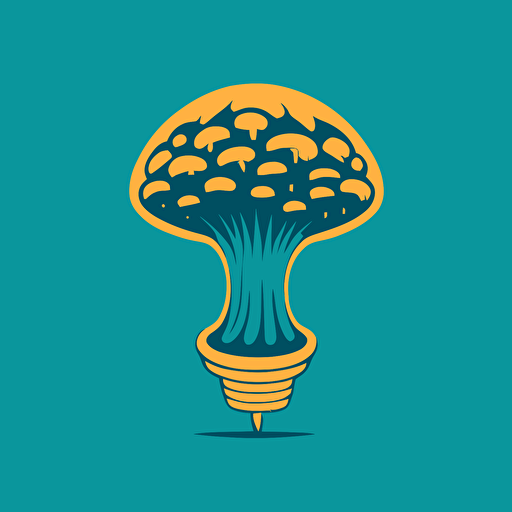 a simple 2-color vector logo of a mushroom lightbulb