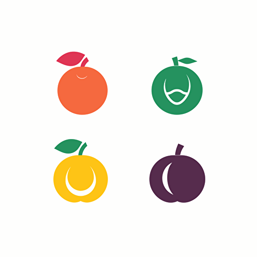 simple, iconic, flat, vector logo, fruits