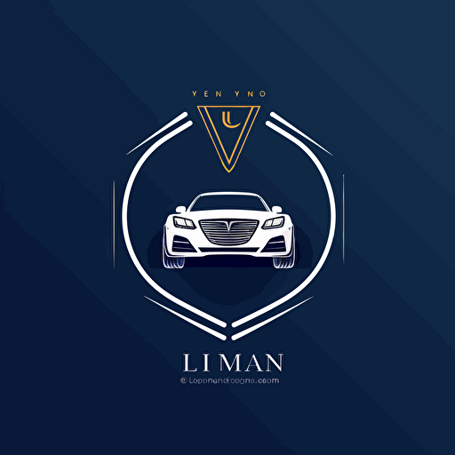 Logo design of luxury sedan symbol. the name of “Linh Vy”. Modern iconic logo write vector blue background.