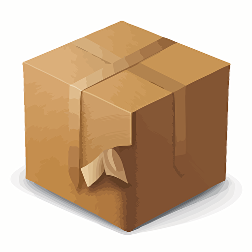 a package wrapped in craft paper on white background in vector art style