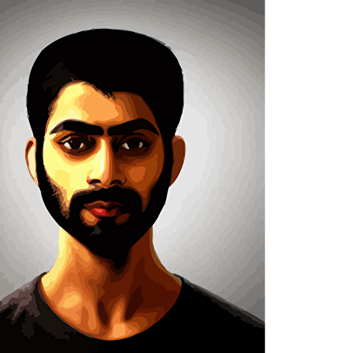 portrait modern south asian man wearing dark shirt upper body 2d game avatar donato giancola kodak film stock chiaroscuro lighting default pose neutral expression face head shot close eye contact sharp focus shape language alphonse mucha gustav klimt style alpha masked transparent flat grey background 4k volumetric lighting french nouveau trending artstation octane render ultra detailed hyperrealistic