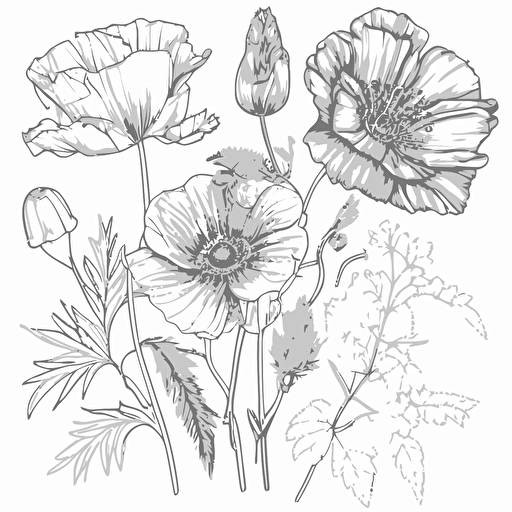 vector drawing botanical adult coloring pages