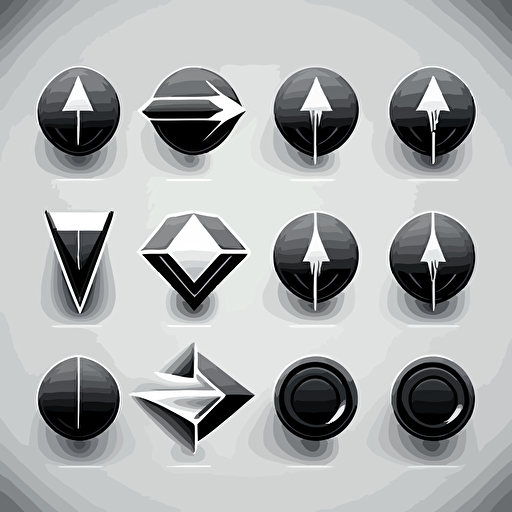 original arrow buttons , black on white, vector