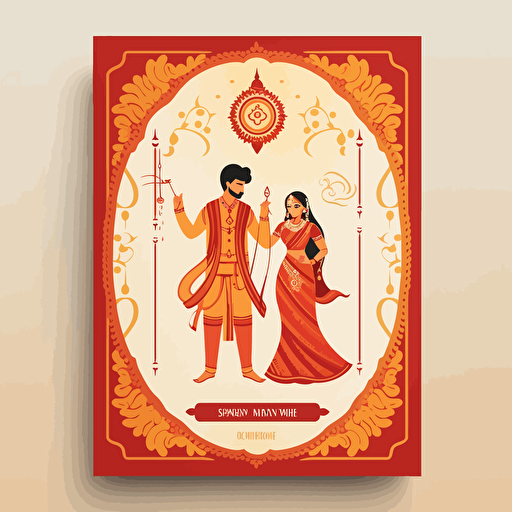 minimalist vector telugu wedding invitation template
