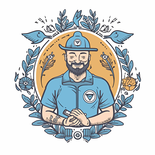 a emblem design for a trades business, cheeky tradie, clean, mindful mental health, vector